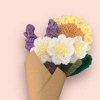 Half dozen crocheted flowers